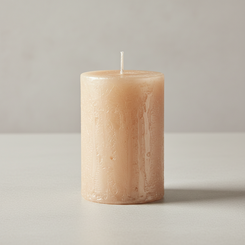 Rustikale Stumpenkerze – Champagner (Ø 60mm)