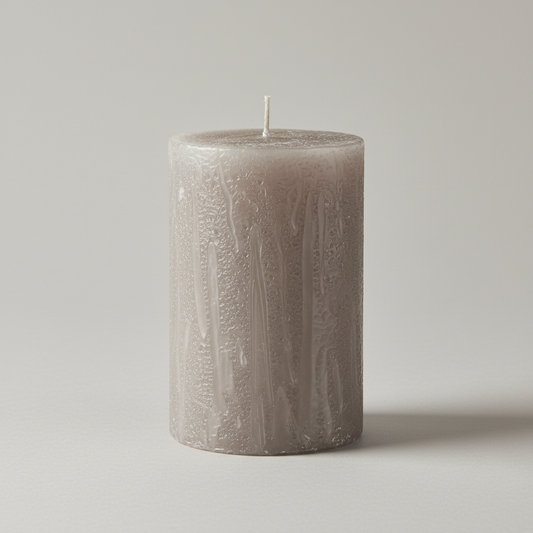 Rustikale Stumpenkerze – Taupe (Ø 60mm)